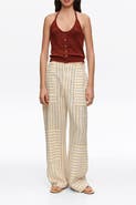 Bimba y Lola Ocher Cotton Patchwork Jogger Trousers With Stripes