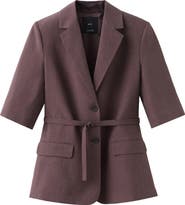 MANGO Argelia Belted Short Sleeve Blazer