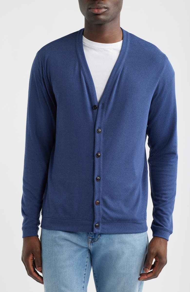 Peter Millar Latrobe Performance Button-Front Cardigan, Alternate, color, Navy