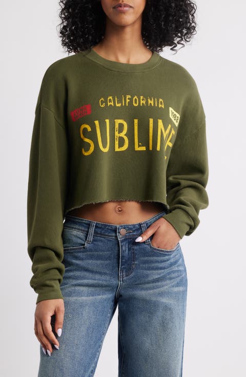California Sublime Crop Graphic Sweatshirt