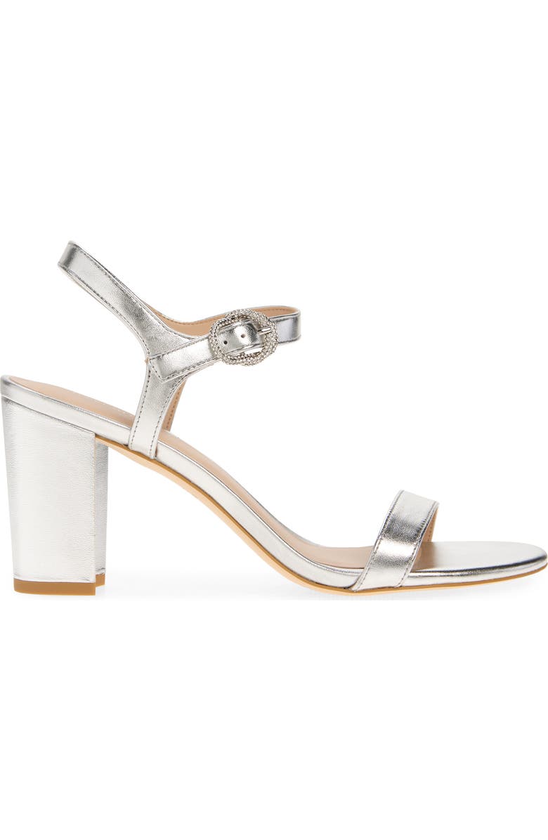 Stuart Weitzman Crystal Buckle 75 Block Heel Sandal, Alternate, color,