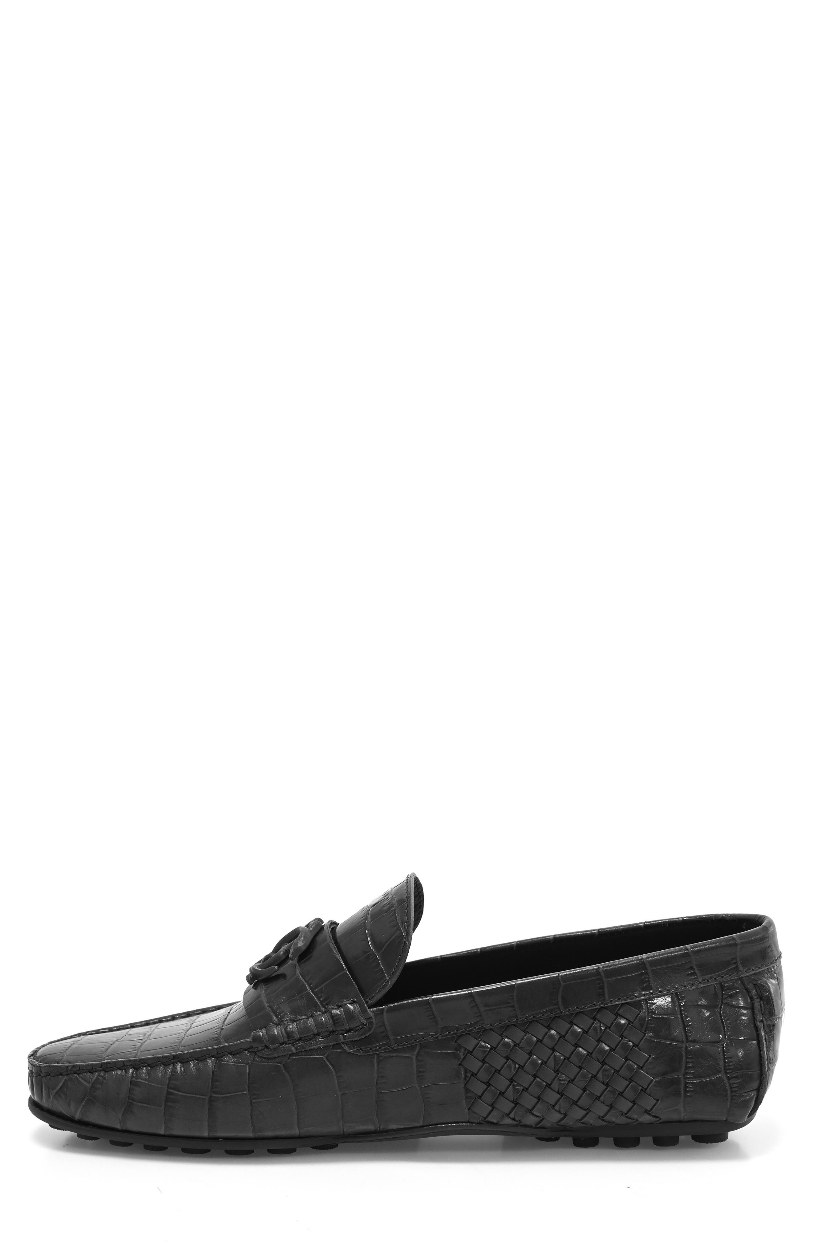 Roberto Cavalli Cocco Woven Croc Embossed Driving Loafer, Alternate, color, 
