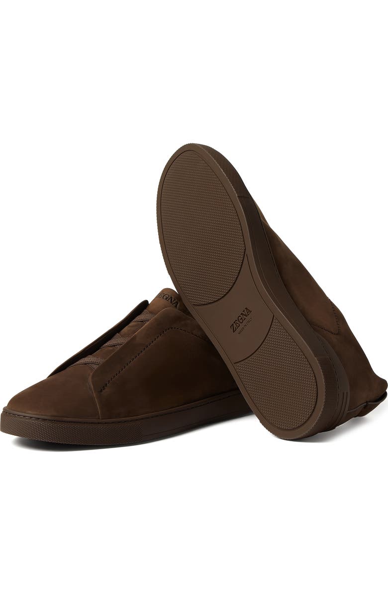 ZEGNA Dark Brown Triple Stitch<sup>™</sup> SECONDSKIN Low Top Sneaker, Alternate, color,