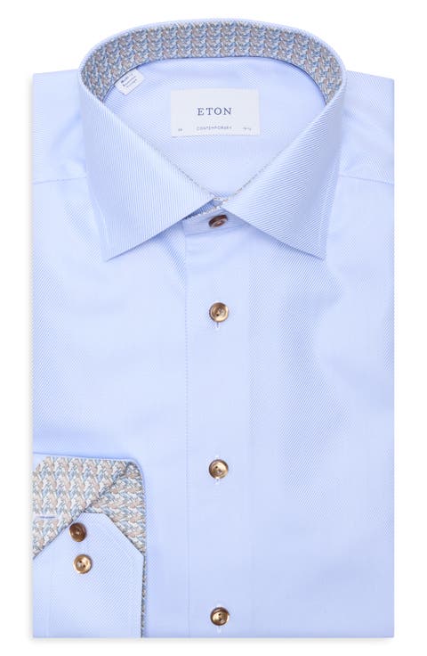 Geometric Texture Twill Dress Shirt