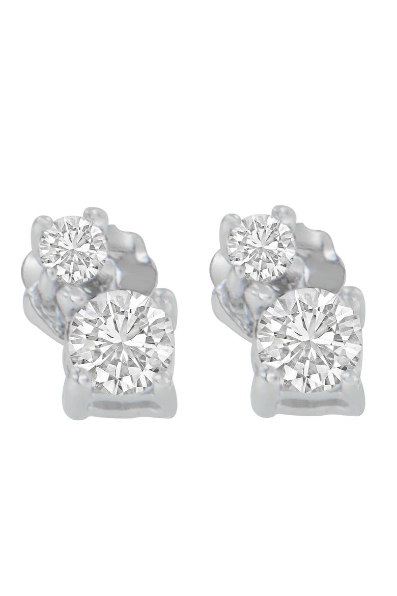 14K White Gold 1/2 Cttw Round Diamond Earrings, Main, color, White