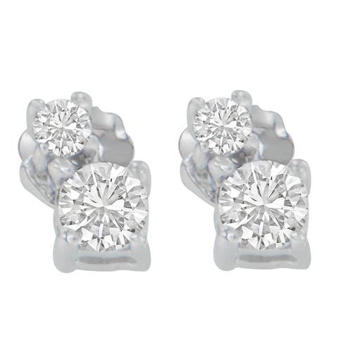 14K White Gold 1/2 Cttw Round Diamond Earrings