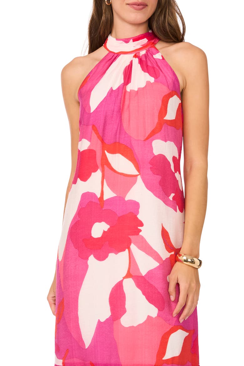 Floral Print Ruffle Hem Sleeveless Maxi Dress, Alternate, color, NEW IVORY/ PINK