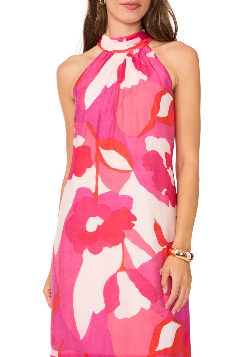 Halogen<sup>®</sup> Floral Print Ruffle Hem Sleeveless Maxi Dress, Alternate, color, New Ivory/ Pink