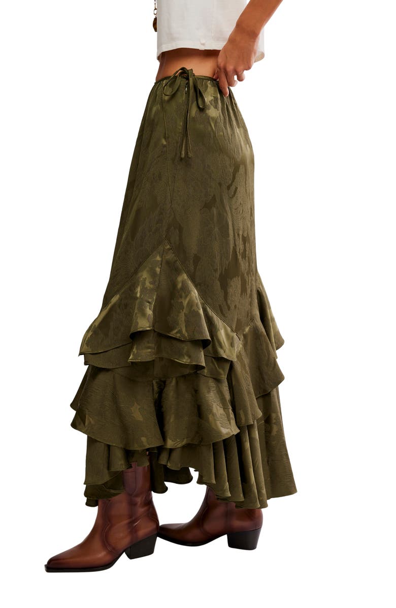 Free People Promenade Jacquard Ruffle Maxi Skirt, Alternate, color, Adventurer