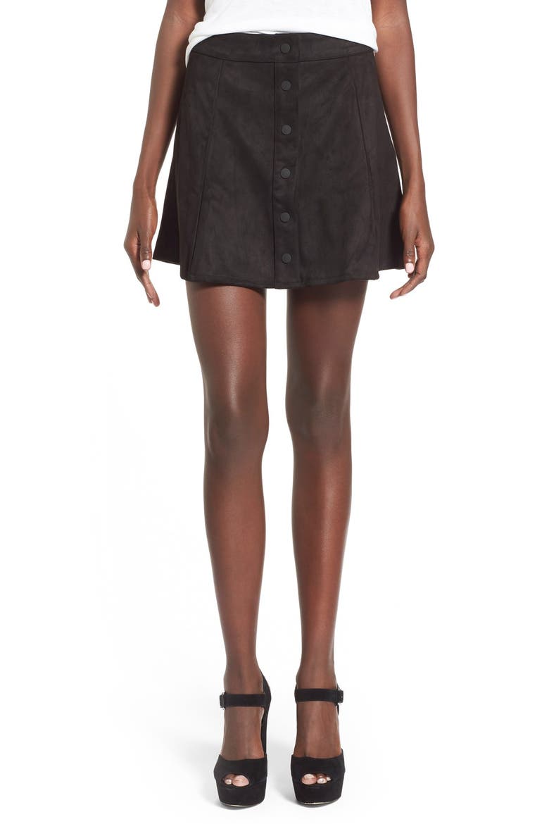 Faux Suede Skirt, Main, color, BLACK