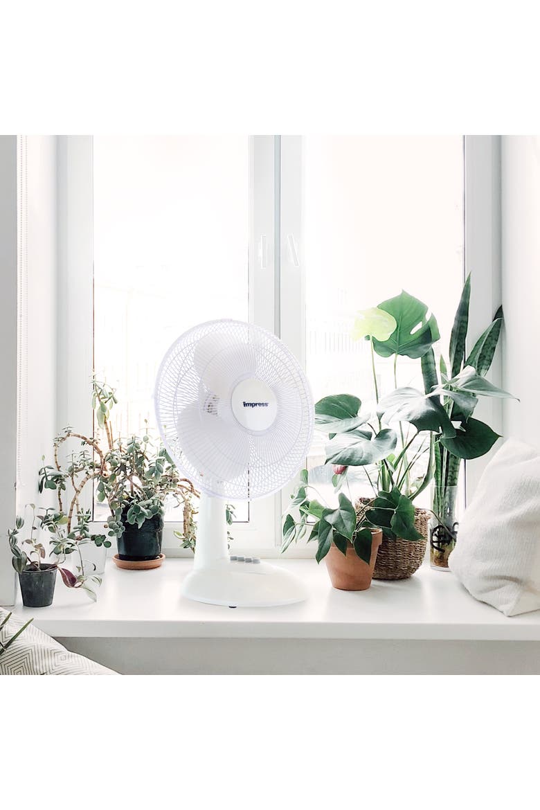 12 Inch 3 Speed Oscillating Table Fan in White, Alternate, color, White