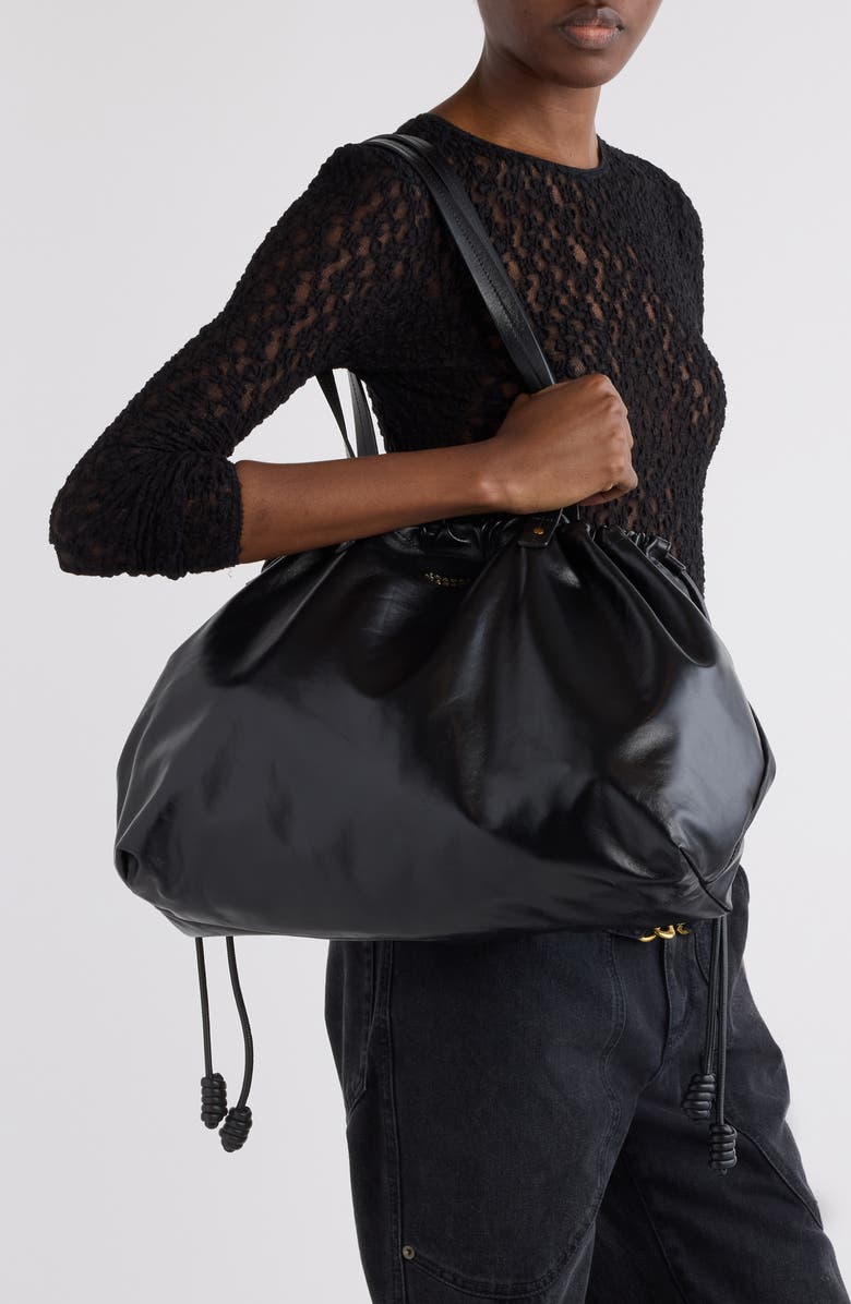 Isabel Marant Silven Leather East/West Tote, Alternate, color, Black