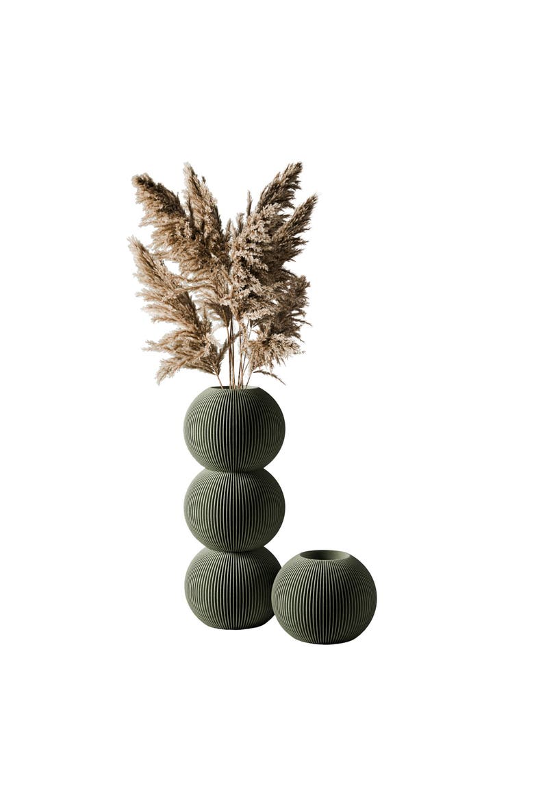 Triple Bubble Vase, Main, color, Muted Green