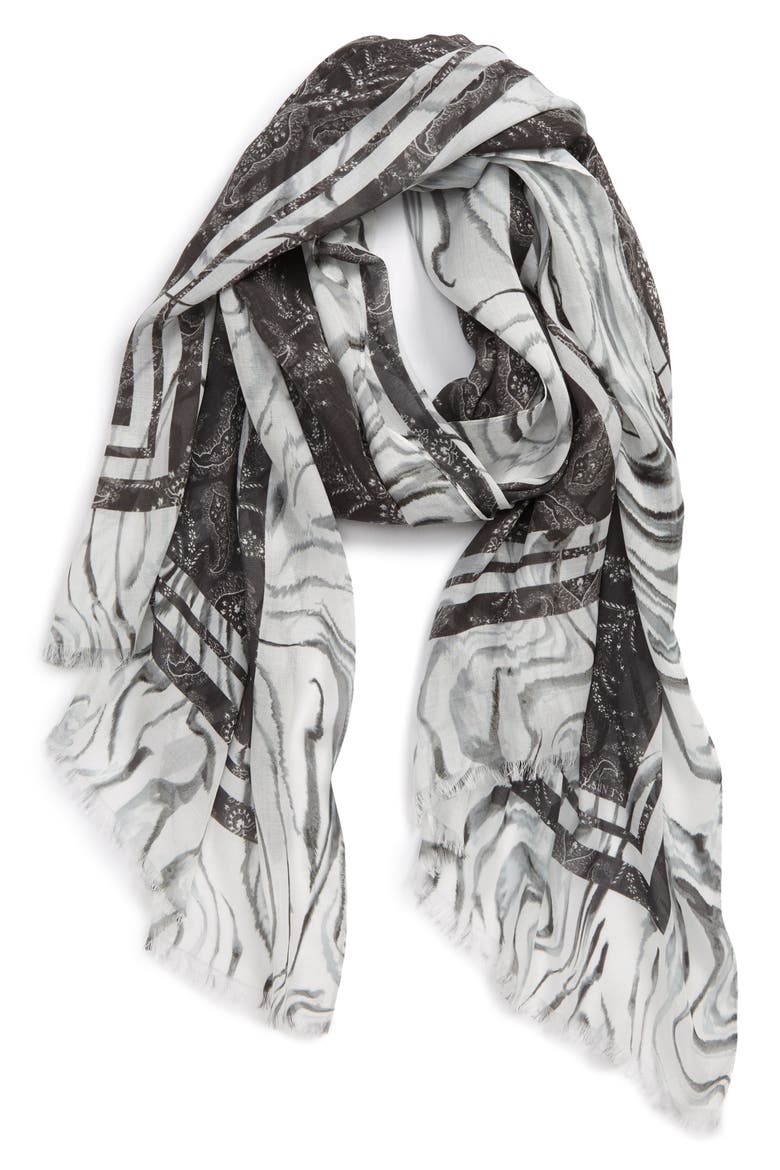 Rosey Paisley Scarf, Main, color, BLACK