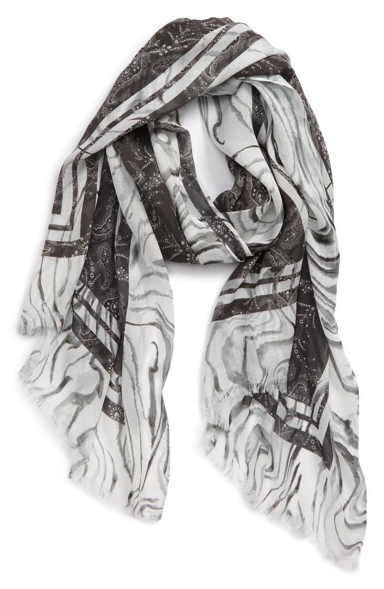 AllSaints Rosey Paisley Scarf, Main, color,