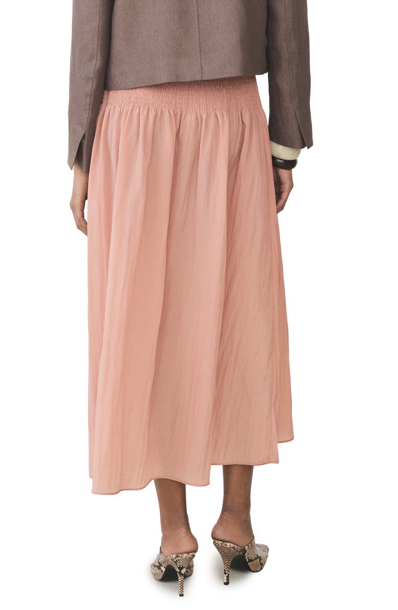 MANGO Smocked Waist Maxi Skirt, Alternate, color, Pastel Pink