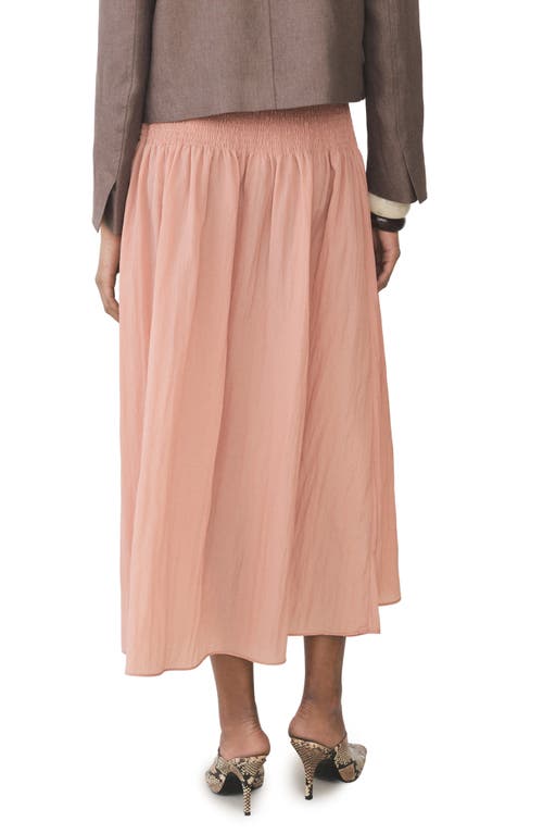 Mango Smocked Waist Maxi Skirt In Pink