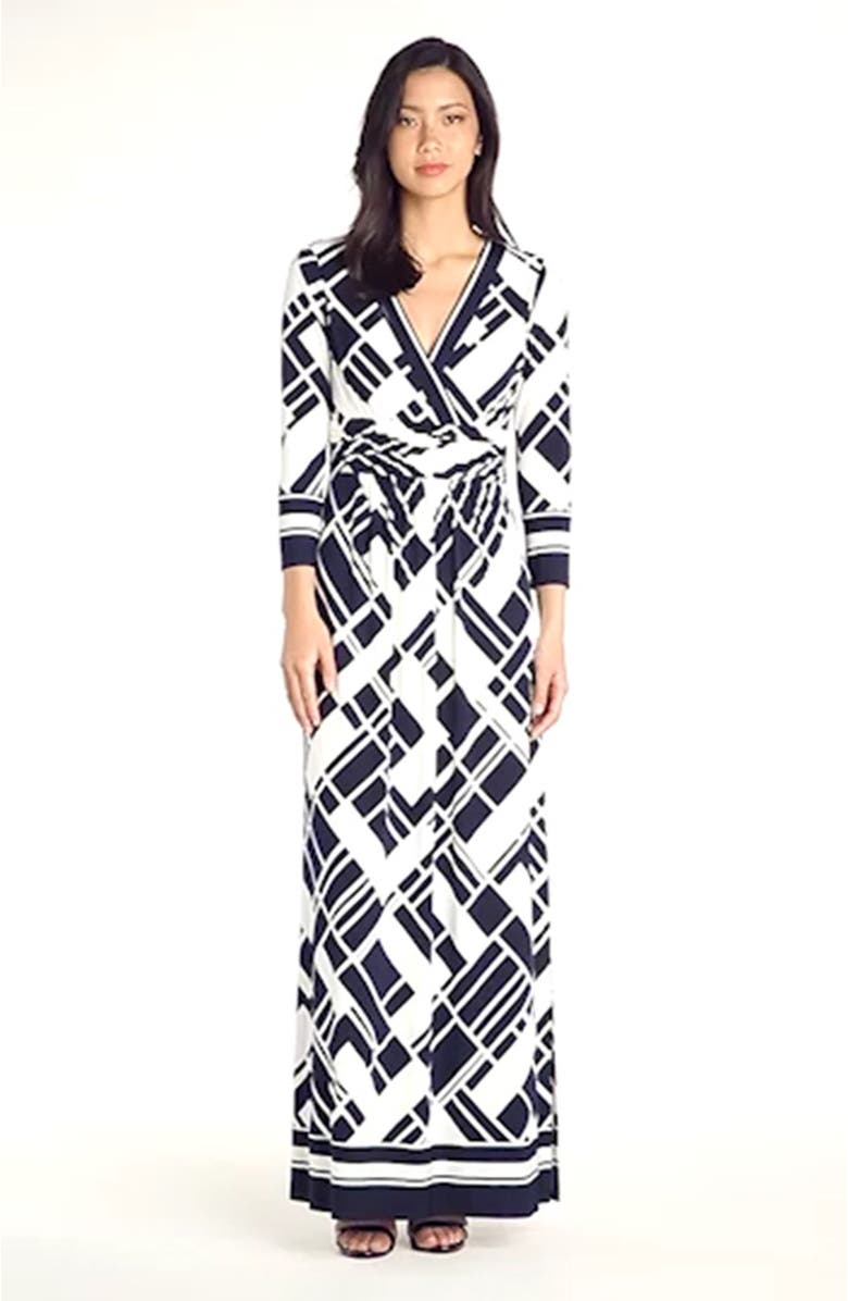 Eliza J Geo Print Jersey Faux Wrap Maxi Dress, Alternate, color, 