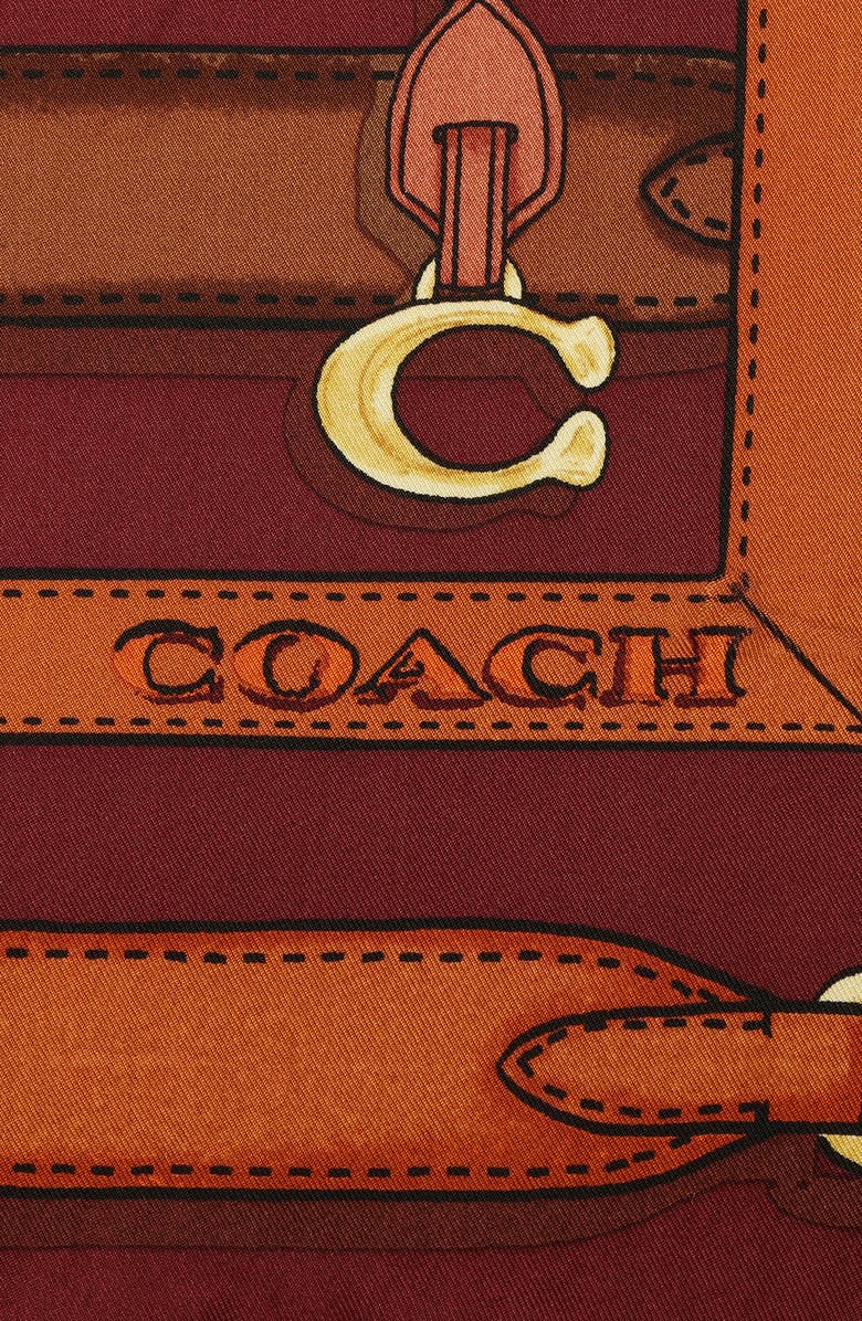 COACH Multi Belt Print Silk Square Scarf, Alternate, color, Dark Wine/ Multi