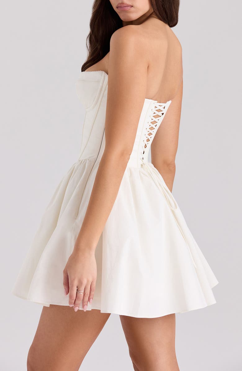 HOUSE OF CB Kristiana Strapless Stretch Cotton Cocktail Minidress, Alternate, color, Ivory