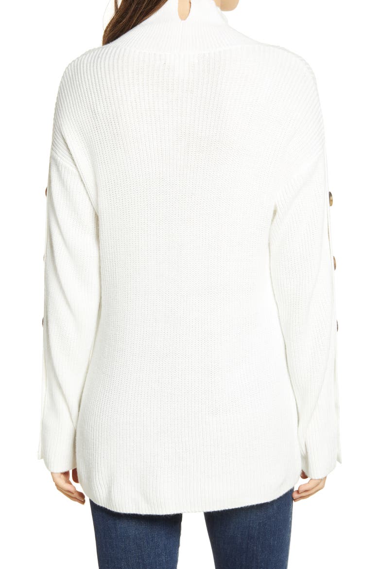 Button Detail Mock Neck Sweater, Alternate, color, IVORY CLOUD