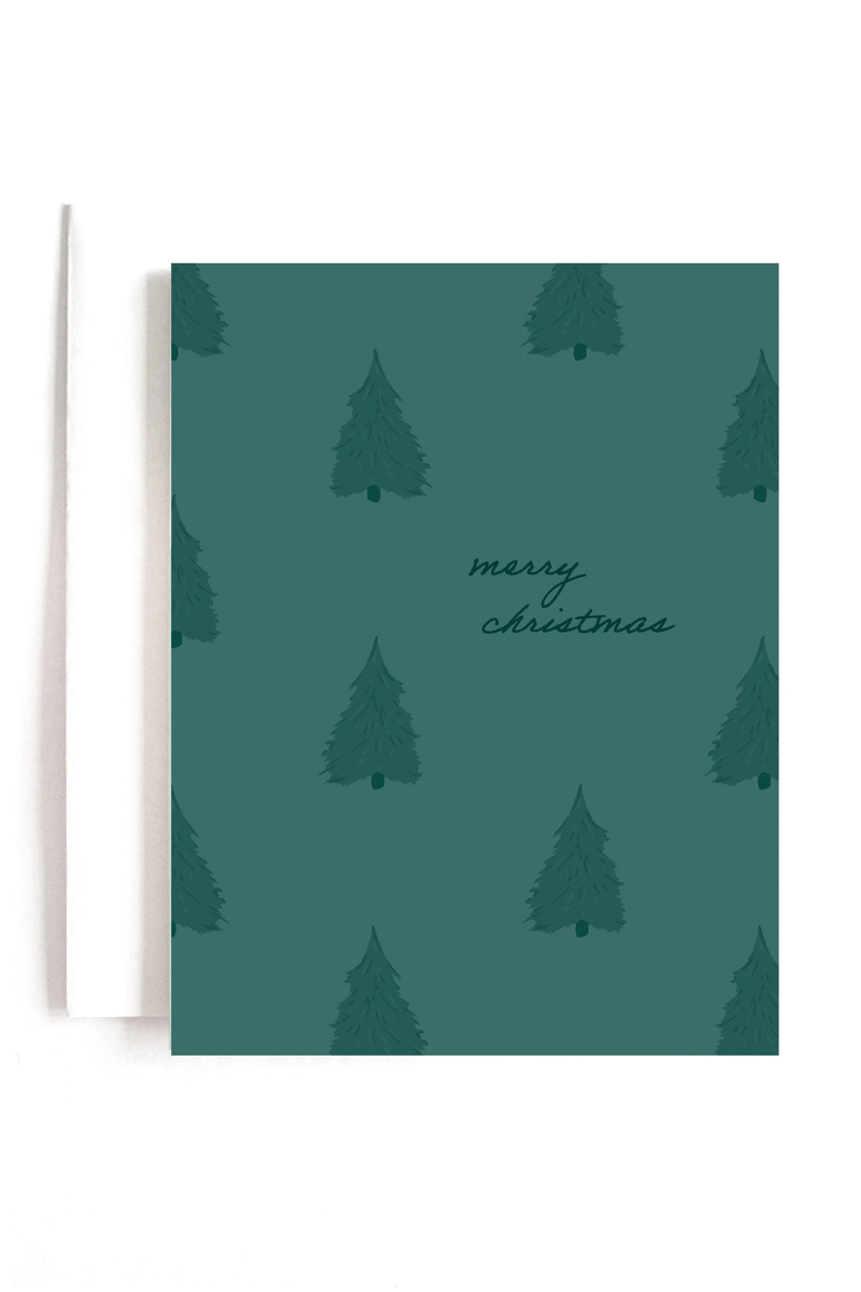 Christmas Trees Boxed Set of 8 Greeting Cards, Main, color, Green Trees