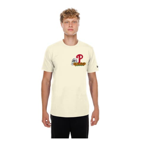 Men's New Era Natural Philadelphia Phillies Dia de los Muertos Sugar Skull T-Shirt