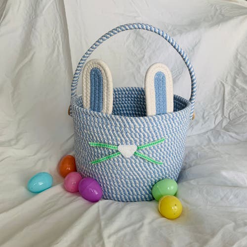 Ramus & Co Bunny Rope Spring Basket In Blue