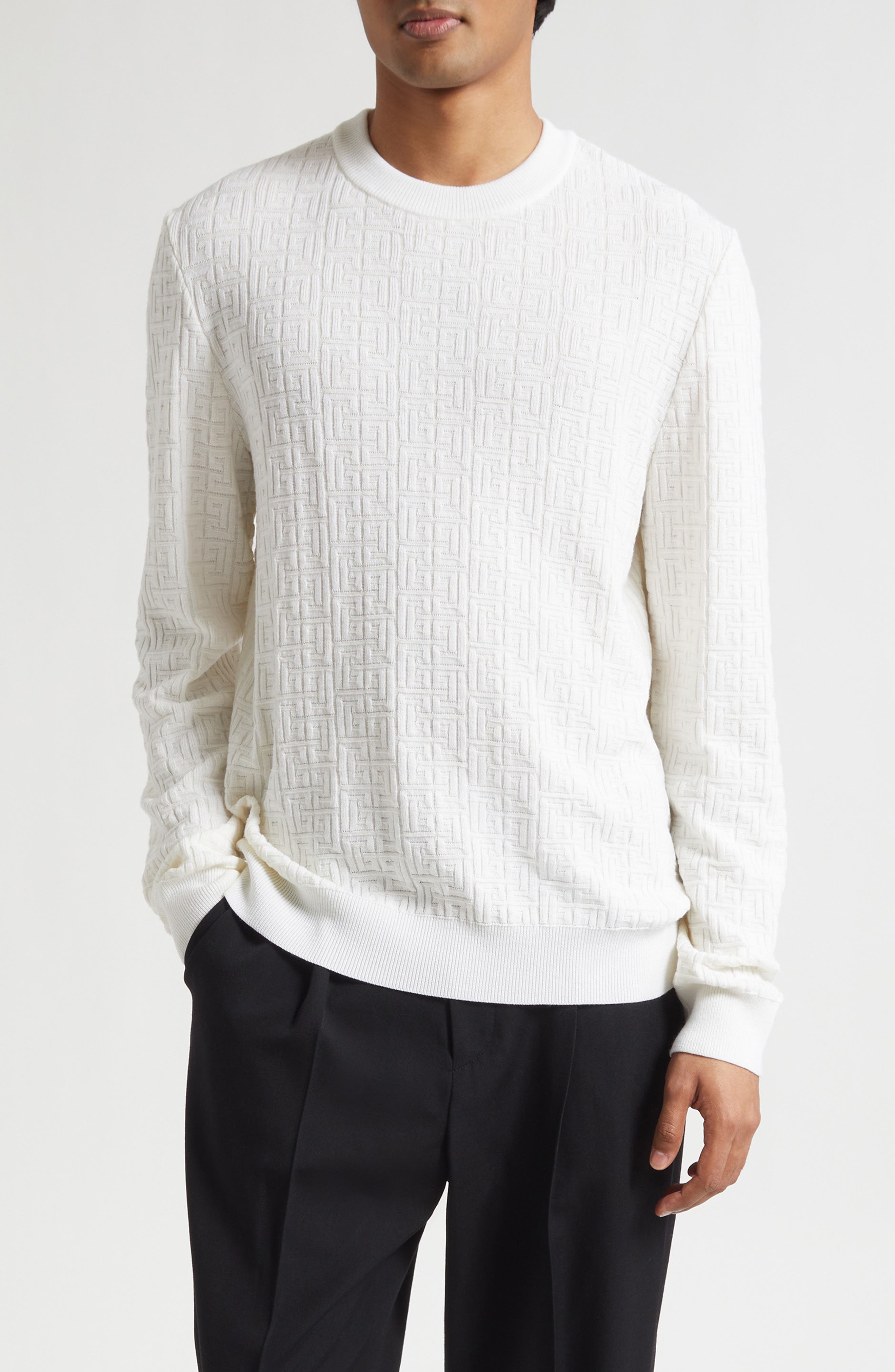 Monogram Jacquard Merino Wool Blend Sweater