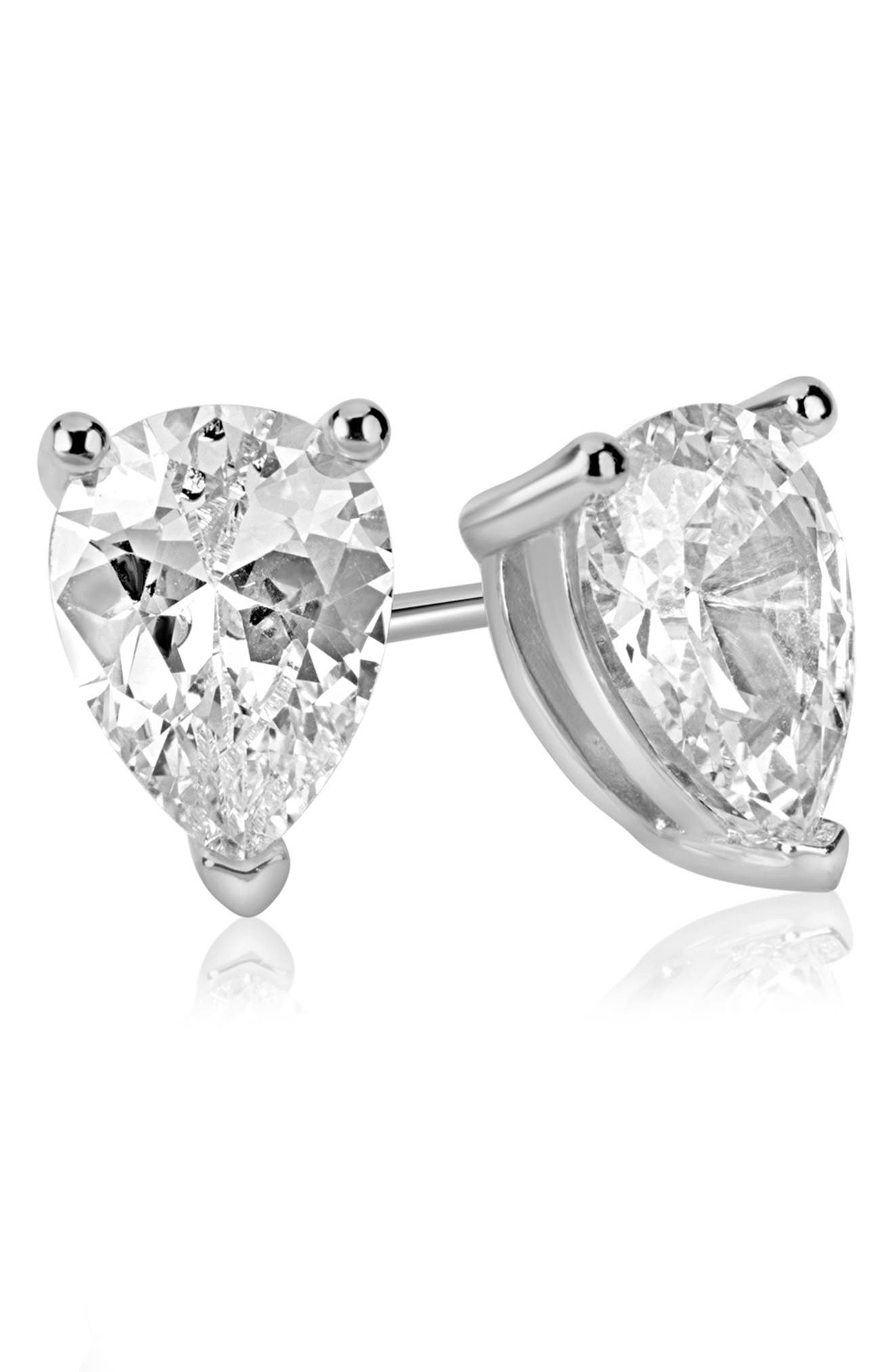 SUZY LEVIAN Gold Plated Pear Shape CZ Stud Earrings