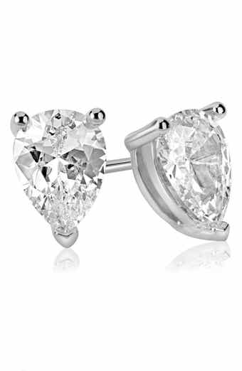 Gold Plated Pear Shape CZ Stud Earrings
