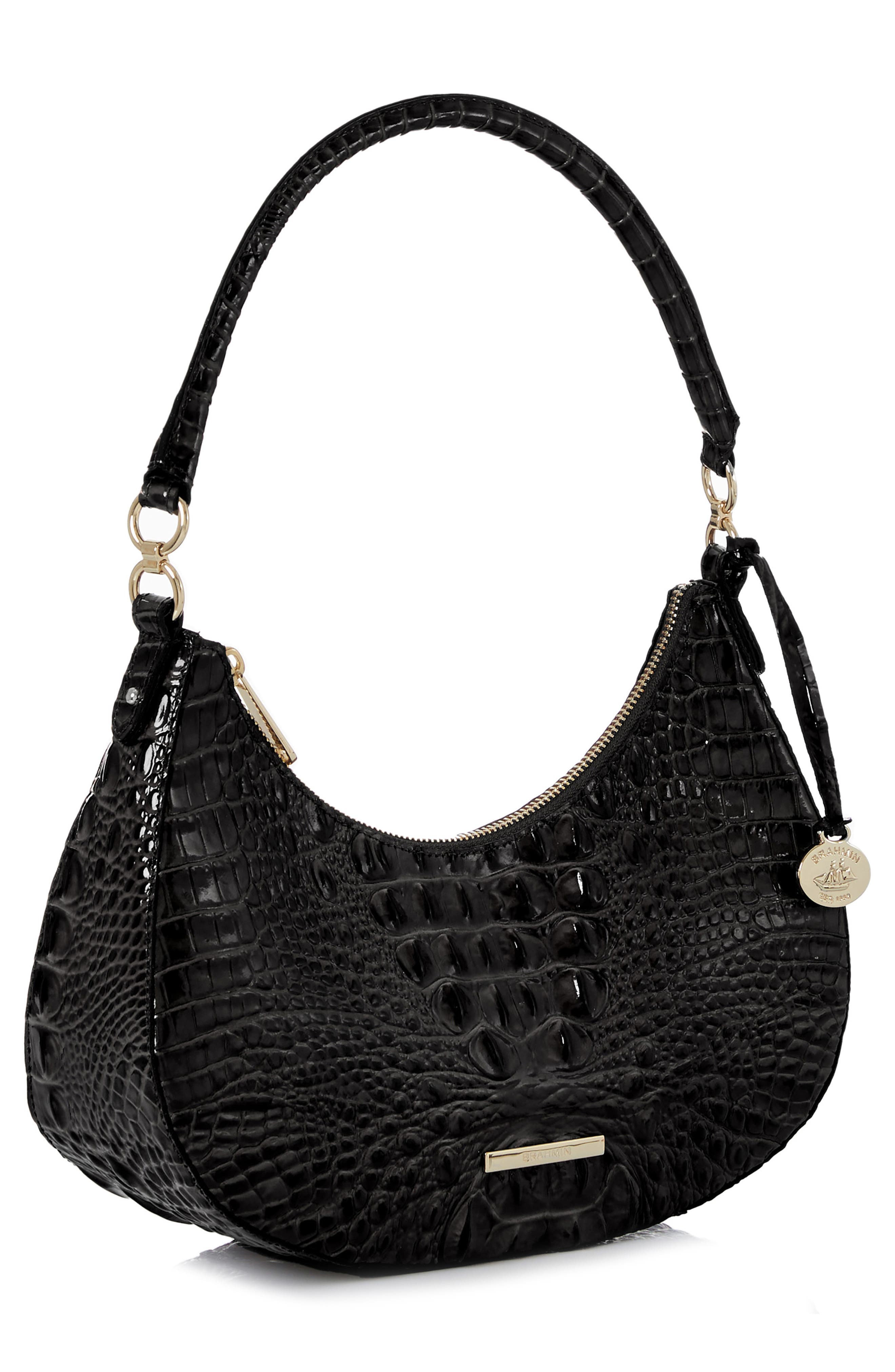 Brahmin Small Bekka Croc Embossed Leather Shoulder Bag, Alternate, color, 