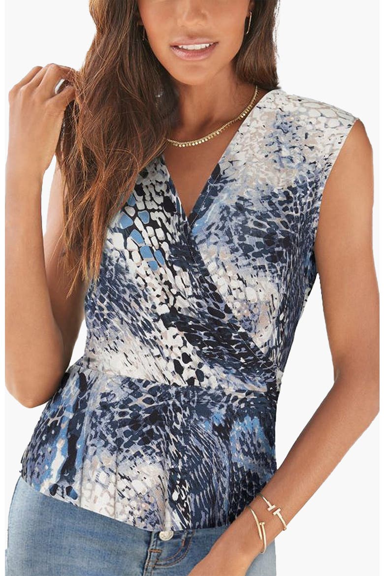Wrap Look Top, Main, color, Blue-Printed