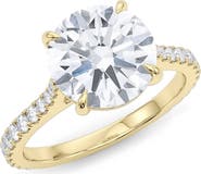 HauteCarat Round Brilliant Cut Pavé Lab Grown Diamond Ring