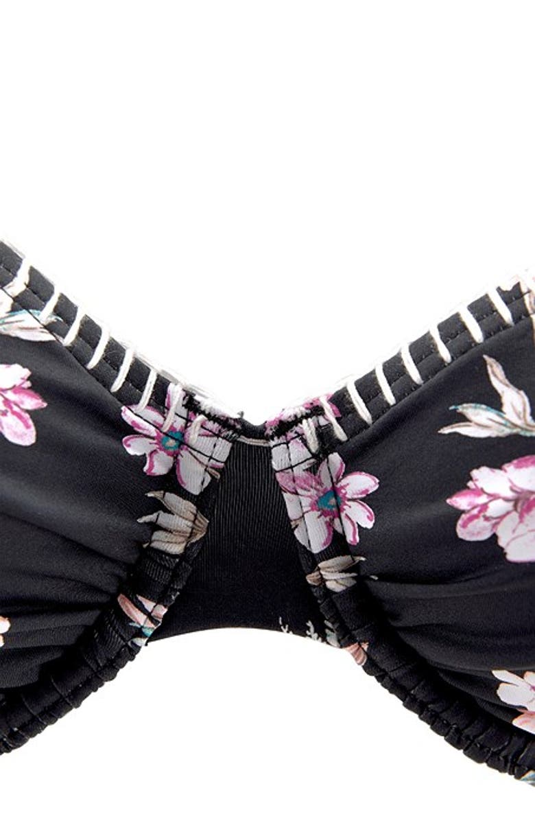 LASCANA Trimmed Underwire Bikini Top Size 32C, Alternate, color, Black Printed