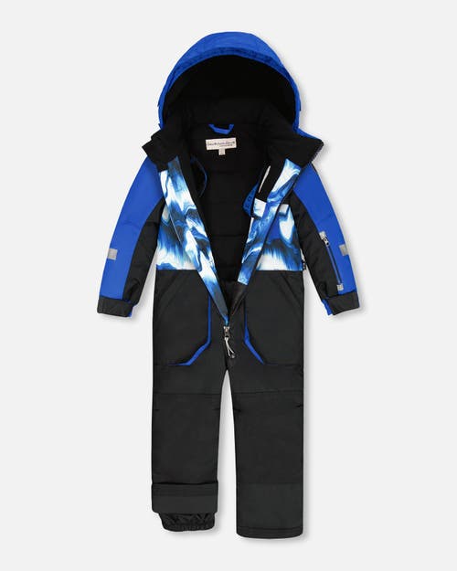 Deux Par Deux One-piece Play Snowsuit With And Colorblocking In Blue