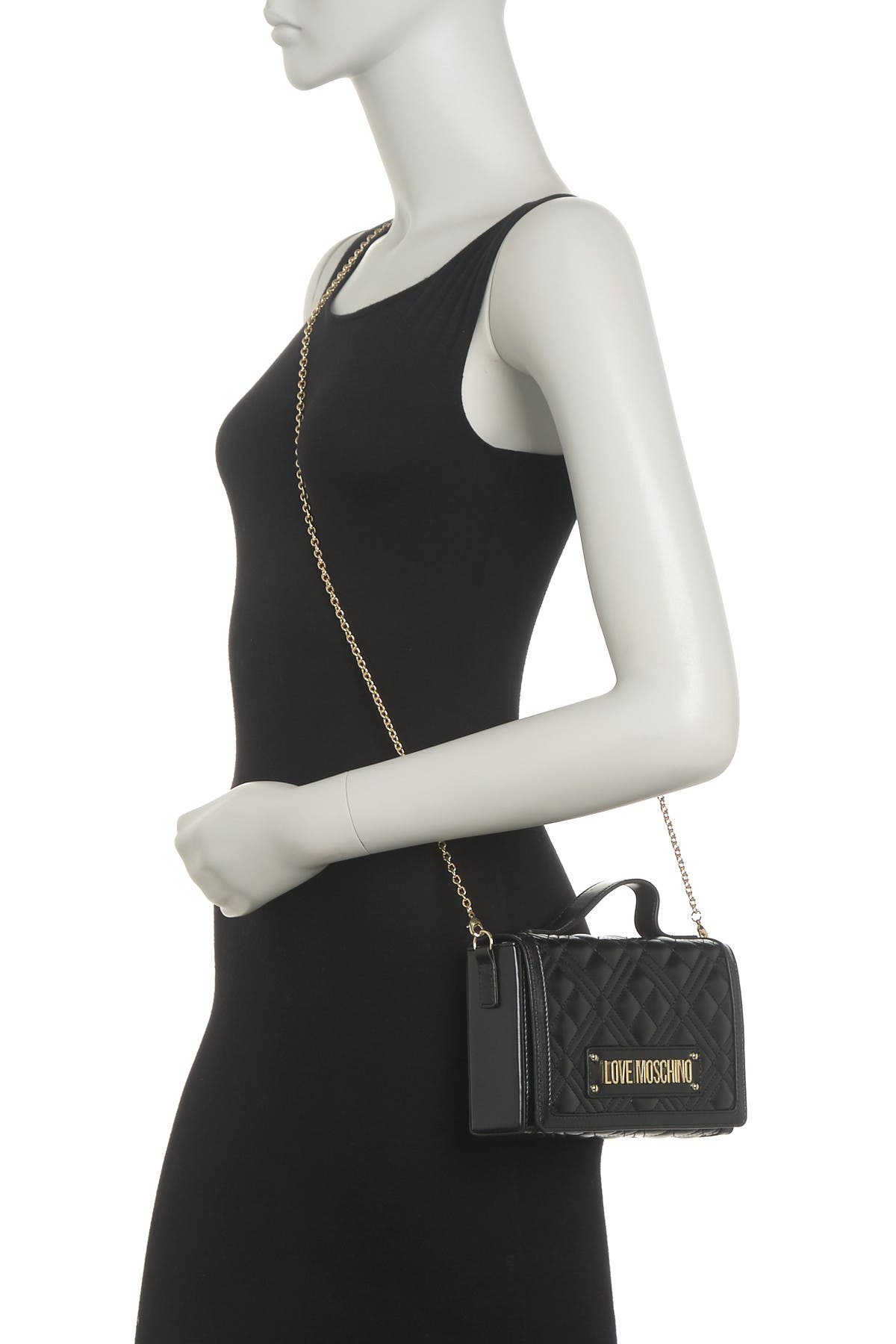 Love Moschino Borsa Quilted Nero Top Handle Crossbody Bag, Main, color, 