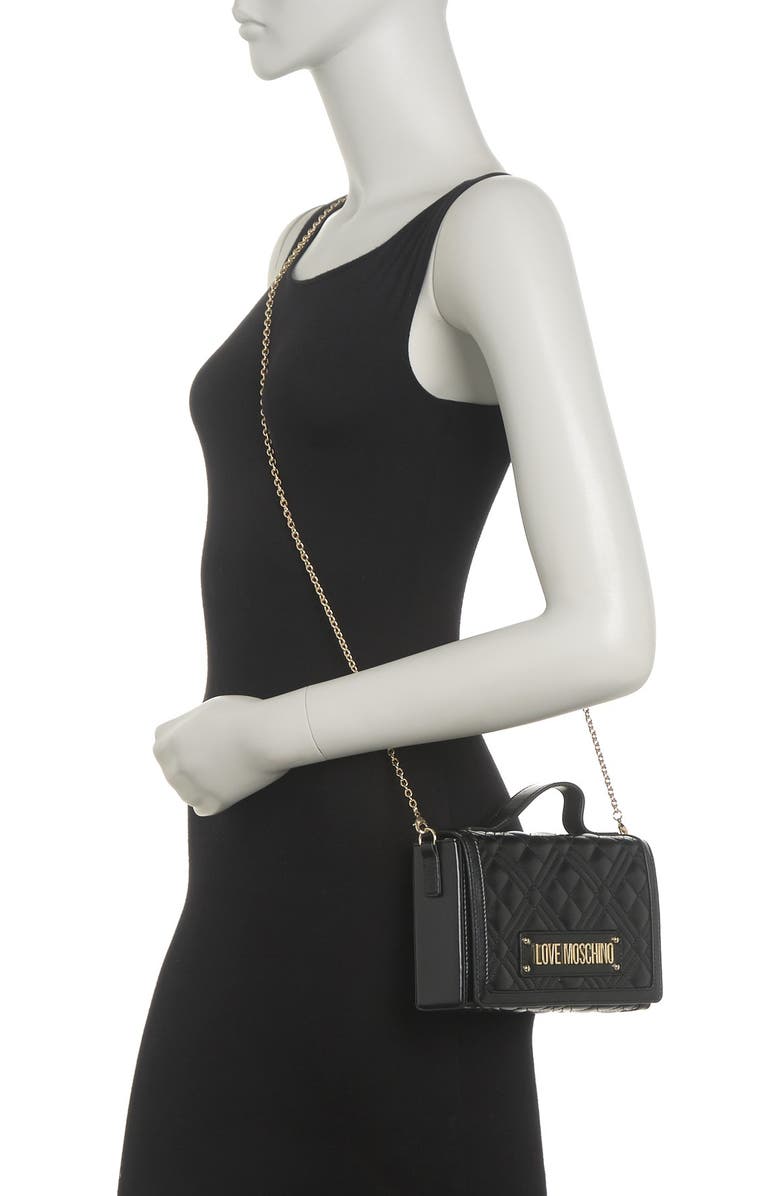 Love Moschino Borsa Quilted Nero Top Handle Crossbody Bag, Main, color,