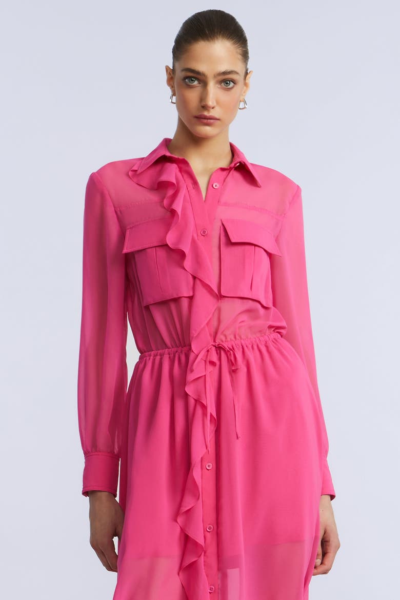Solid Ruffle Dress, Alternate, color, Fuchsia Purple