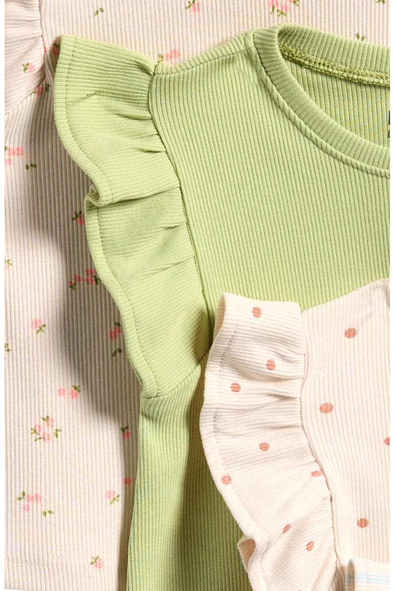 5-Pack Assorted Frill Graphic T-Shirts, Alternate, color, BLUE/ PINK/ GREEN