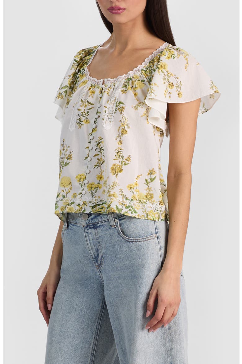 Odette Flutter Sleeve Top, Alternate, color, FRESH AIR BUTTER