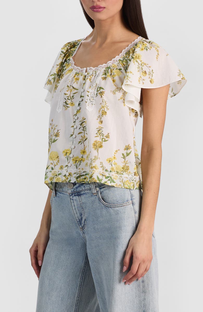 Alice + Olivia Odette Flutter Sleeve Top, Alternate, color, Fresh Air Butter