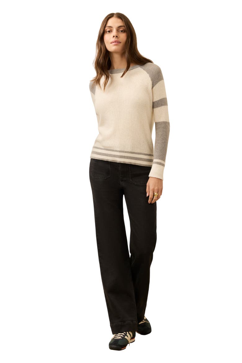 Throwback Stripe Organic Cotton & Cashmere Sweater, Alternate, color, LAKE MIST