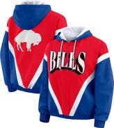 WEAR by Erin Andrews Women's WEAR by Erin Andrews Red/Royal Buffalo Bills Retro Crinkle Full-Zip Hoodie Windbreaker