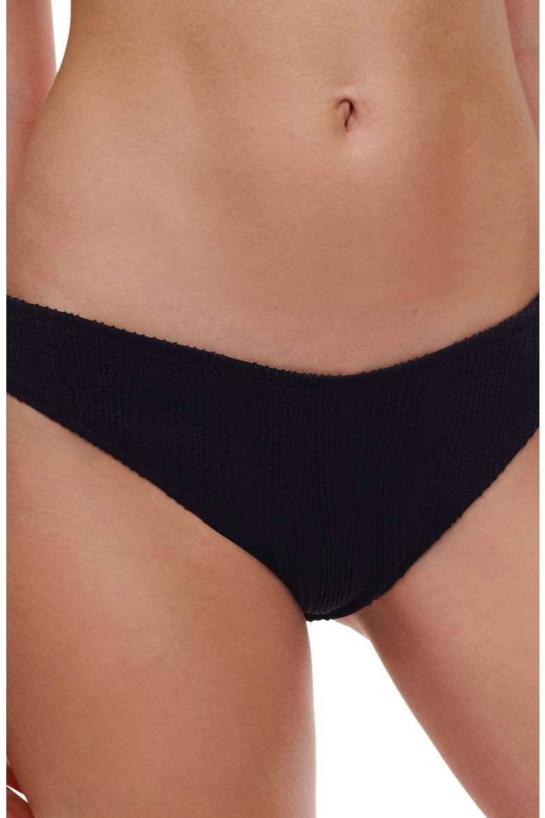 Jacquard Tanga Bikini Bottoms, Alternate, color, BLACK