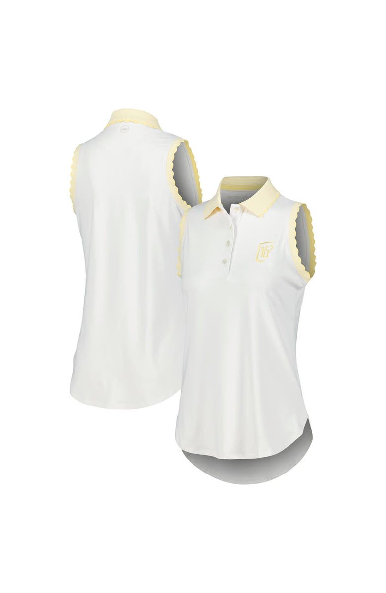 Peter Millar Women's Peter Millar White/Yellow WM Phoenix Open Opal Stretch Sleeveless Jersey Polo, Main, color, White
