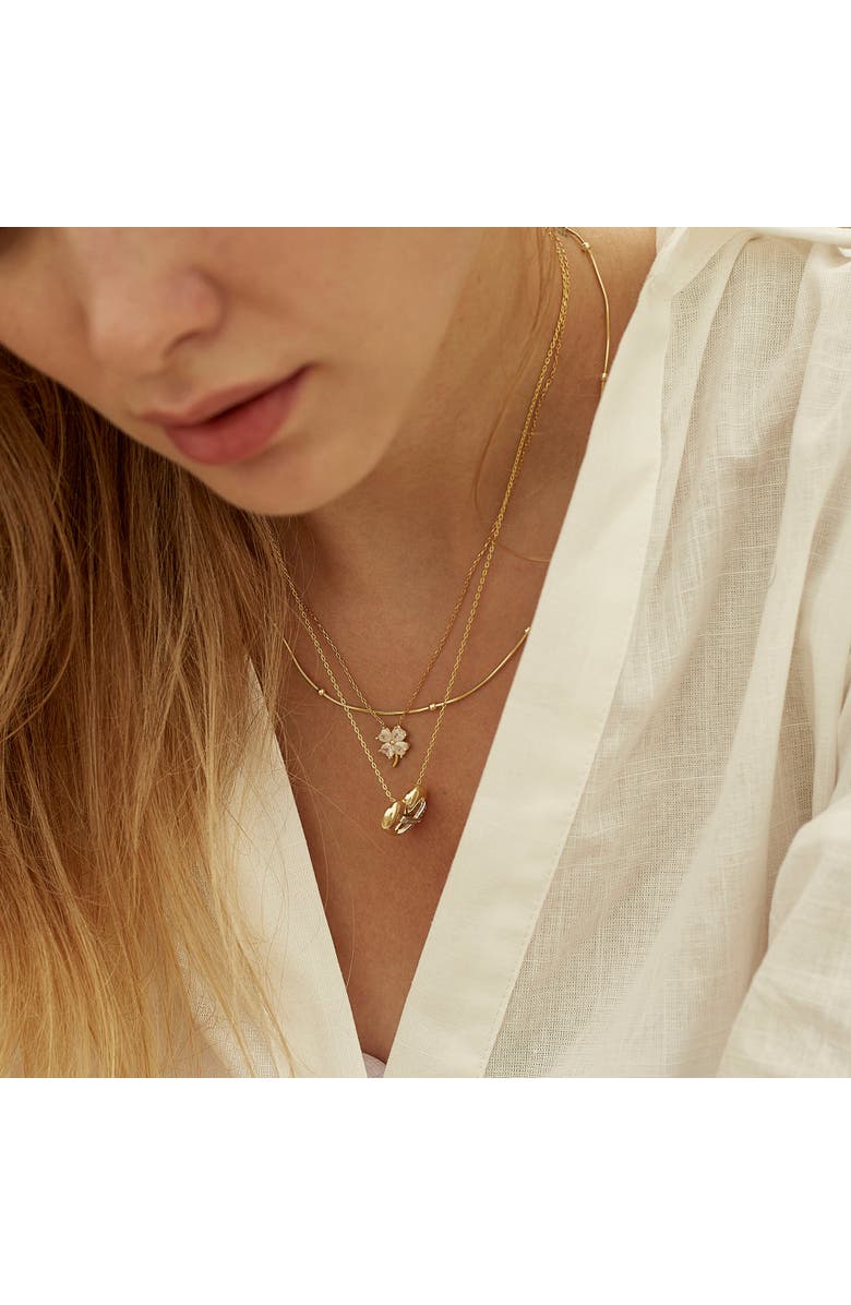 Spero London Four Leaf Clover Sterling Silver Necklace - White, Alternate, color, Gold