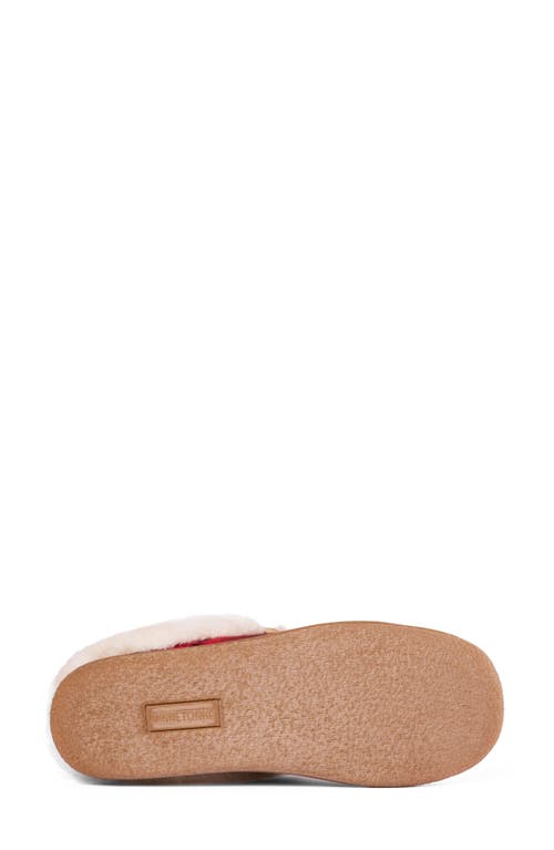 Minnetonka Camp Collar Faux Fur Scuff Slipper In Animal Print