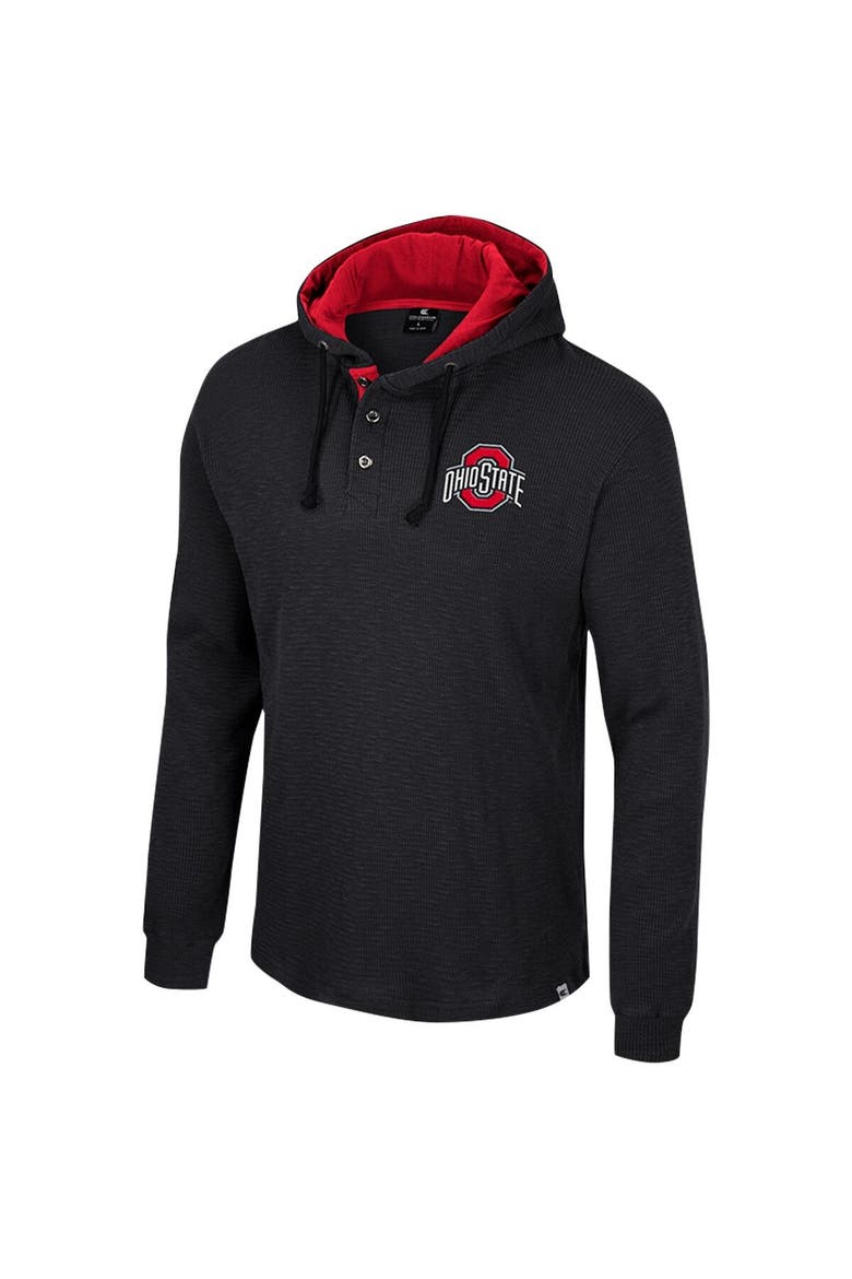 Men's Colosseum Black Ohio State Buckeyes Affirmative Thermal Hoodie Long Sleeve T-Shirt, Alternate, color, Black