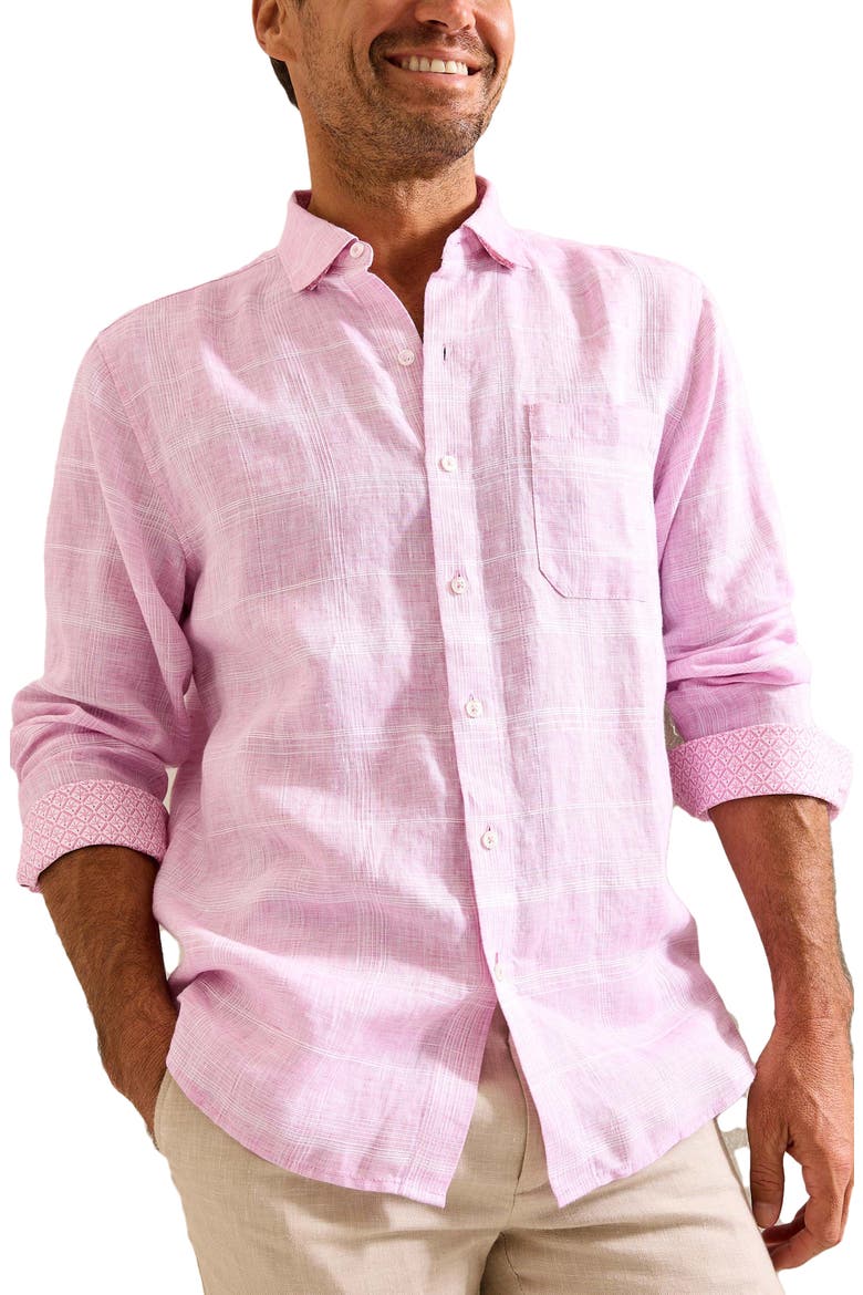 Paradiso Plaid Button-Up Shirt, Main, color, PINK CORSAGE